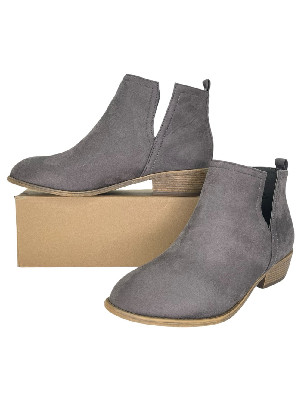 Journee Collection Rimi Grey Microsuede Womens Ankle Boots Size 11M